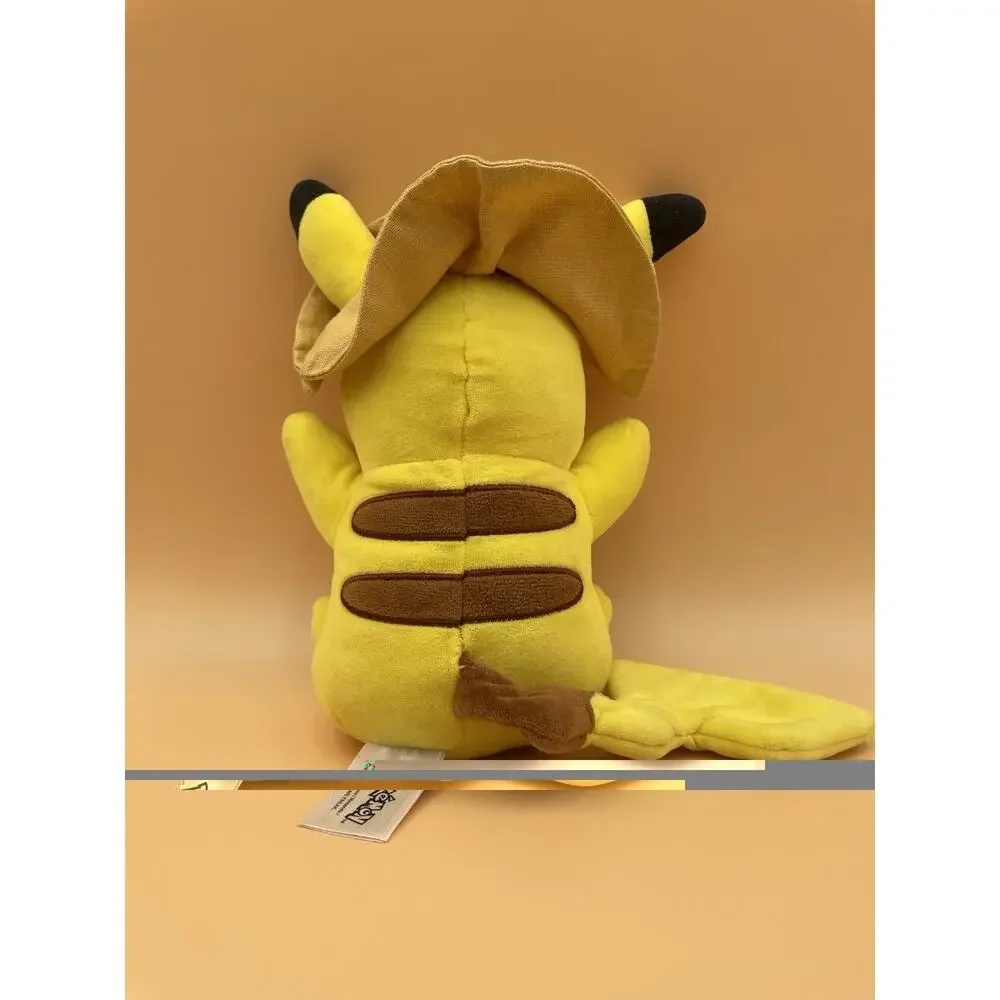 Pokemon Pikachu Plush Stuffed Animal Toy Tomy Yellow Brown 8 Inch Hat